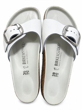 🦋 Birkenstock| Madrid Big Buckle White Leather Sandals EU 38 US 7–7.5
